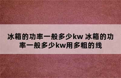 冰箱的功率一般多少kw 冰箱的功率一般多少kw用多粗的线